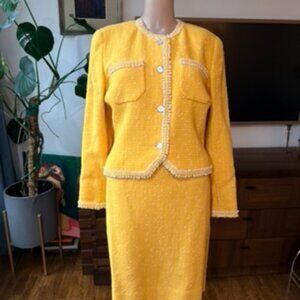 Vintage Carlisle Yellow Boucle Tweed Suit Set
